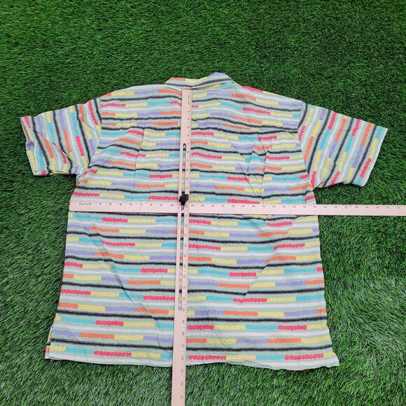 DOCKERS Colorful Stripes Button Shirt Large 24x29 Baggy - Picture 3 of 12